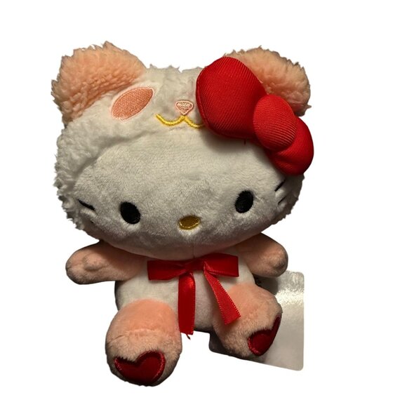 Hello Kitty Plush Cat With Red Bow & Heart Details 6" - Picture 2 of 4